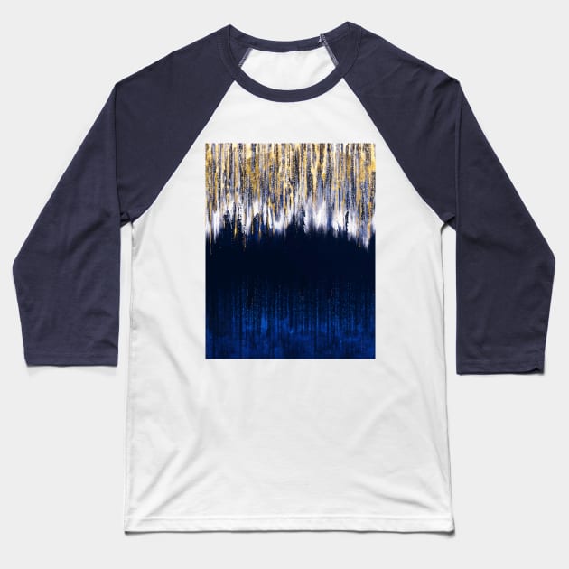 Blue and Gold Abstract Digital Painting Baseball T-Shirt by Space Sense Design Studio